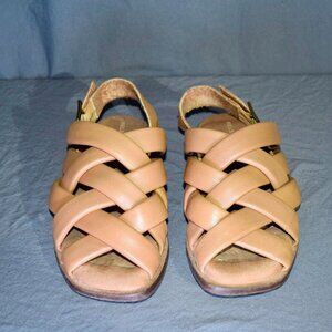 Kelsi Dagger Tan Woven Leather Slingback Sandals